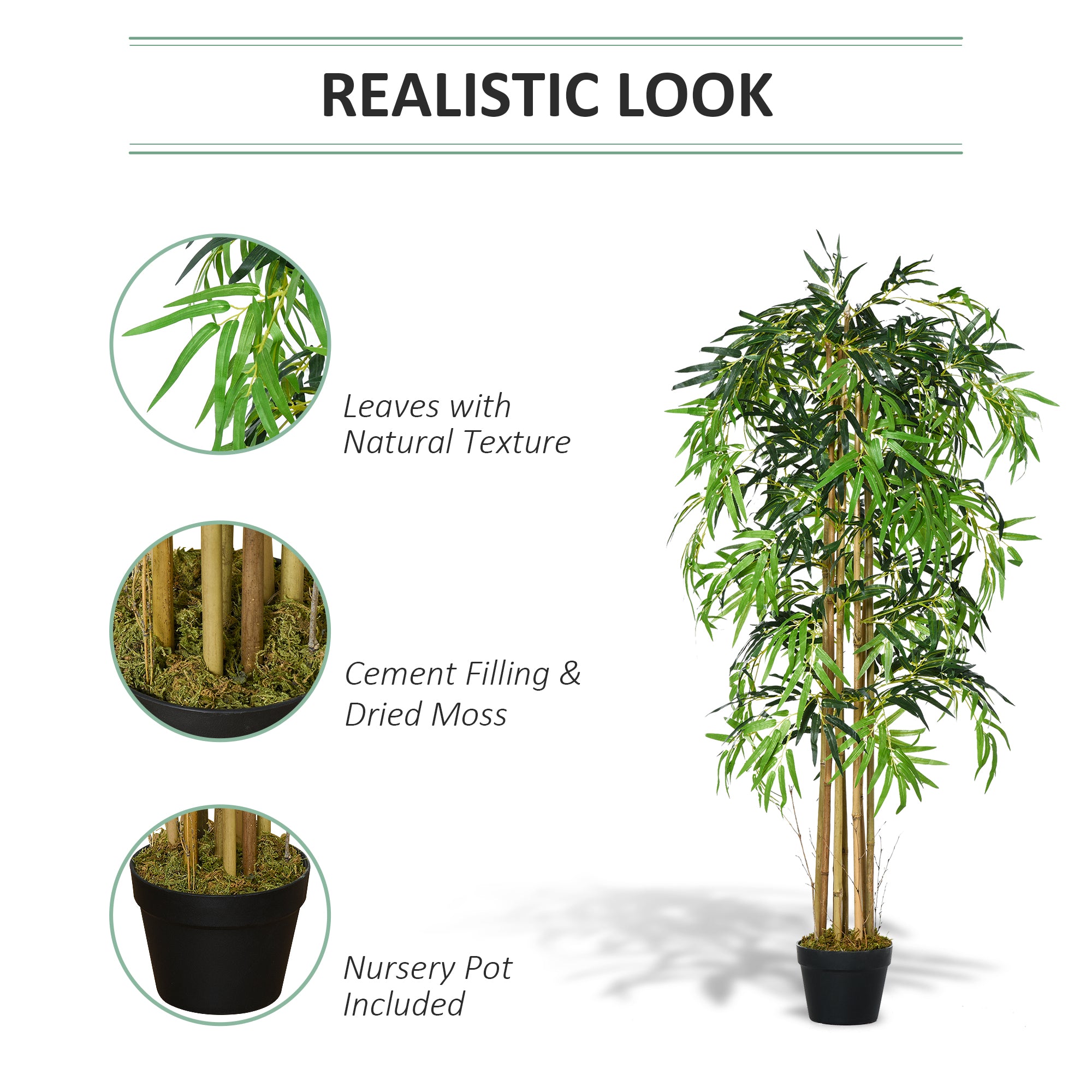 Set of 2 Artificial Bamboo Trees - 5ft Potted Green Plants-DECOROLALA