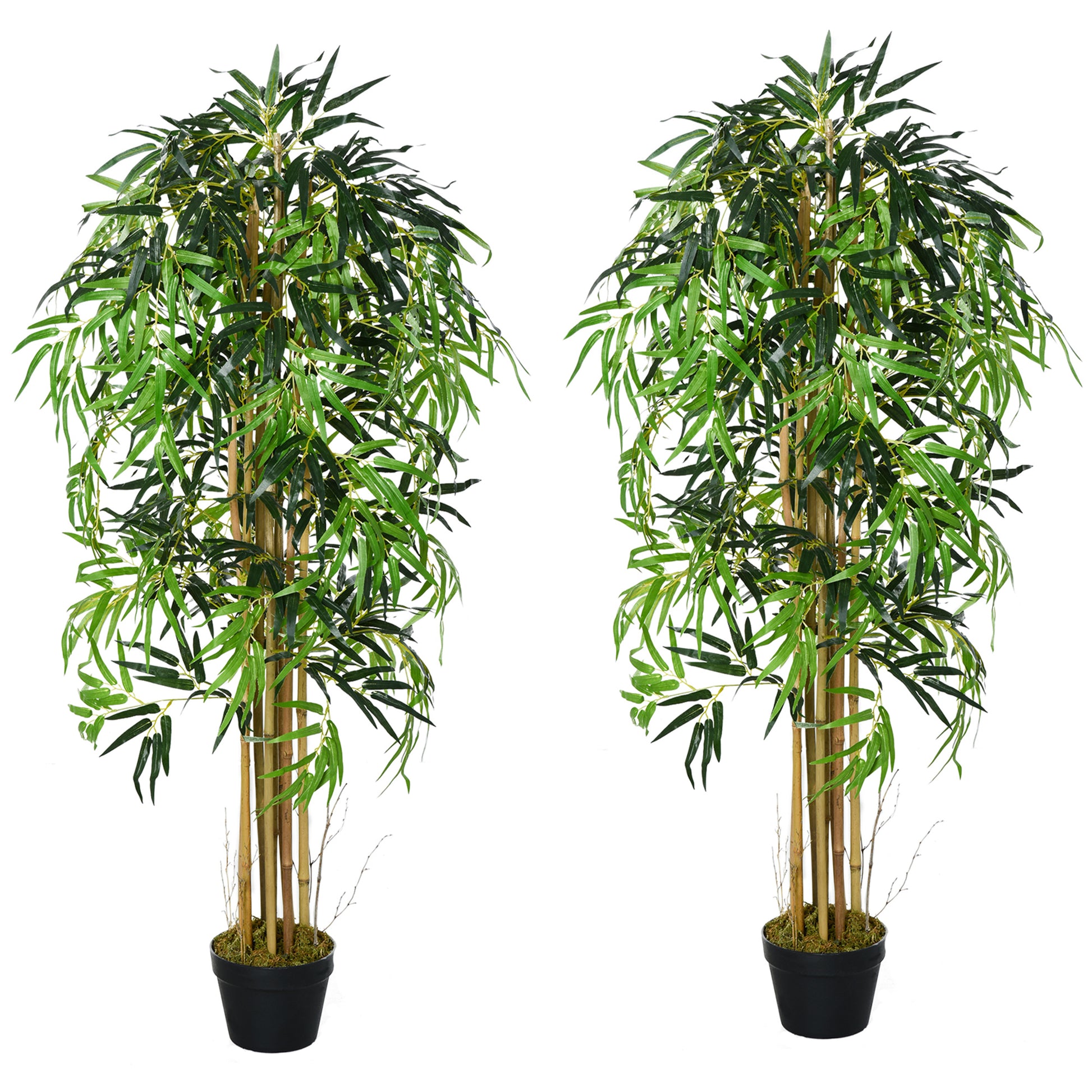 Set of 2 Artificial Bamboo Trees - 5ft Potted Green Plants-DECOROLALA