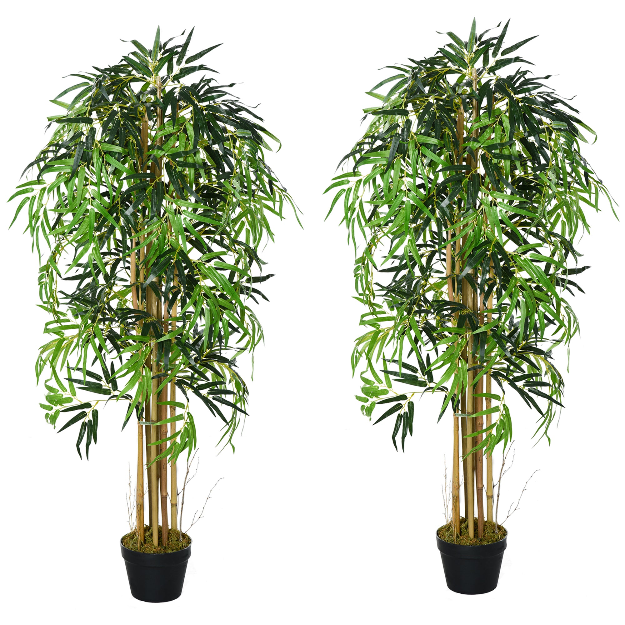 Set of 2 Artificial Bamboo Trees - 5ft Potted Green Plants-DECOROLALA