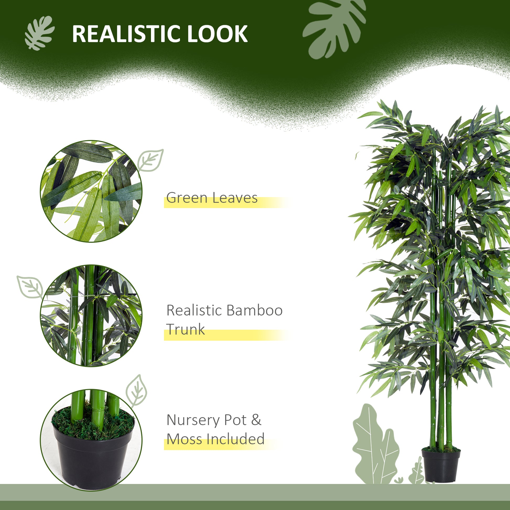 Set of 2 Artificial Bamboo Trees - 6FT Green Faux Plants-DECOROLALA