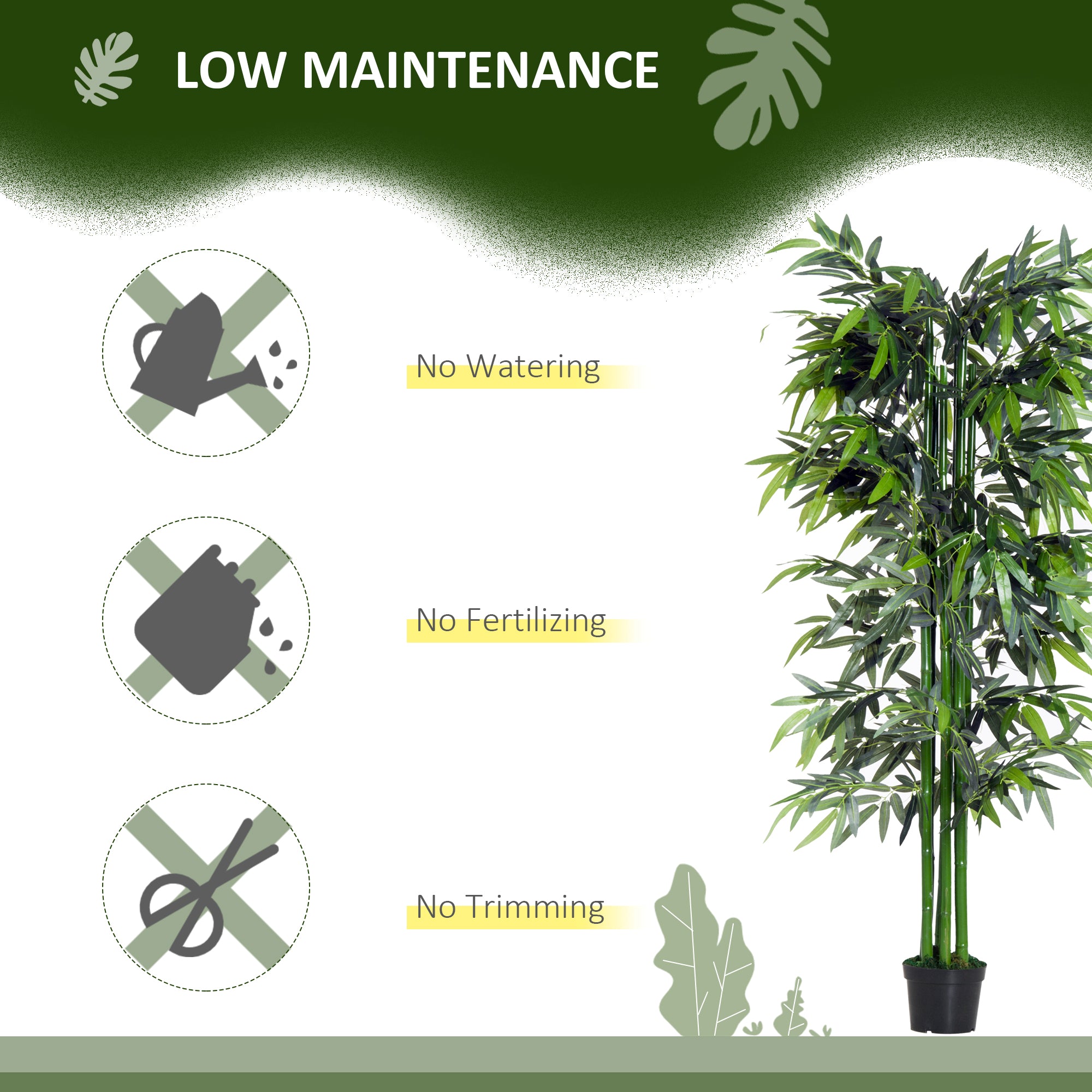 Set of 2 Artificial Bamboo Trees - 6FT Green Faux Plants-DECOROLALA