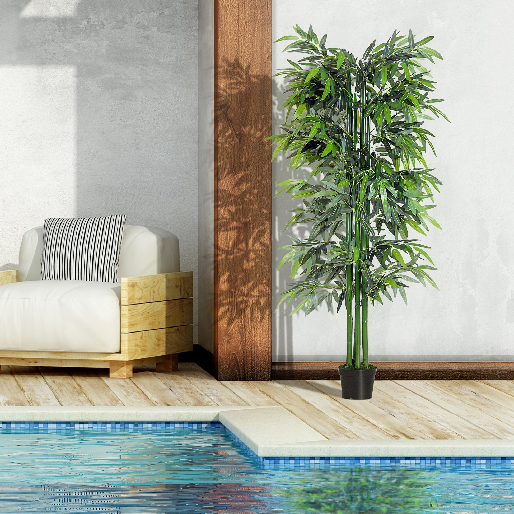 Set of 2 Artificial Bamboo Trees - 6FT Green Faux Plants-DECOROLALA