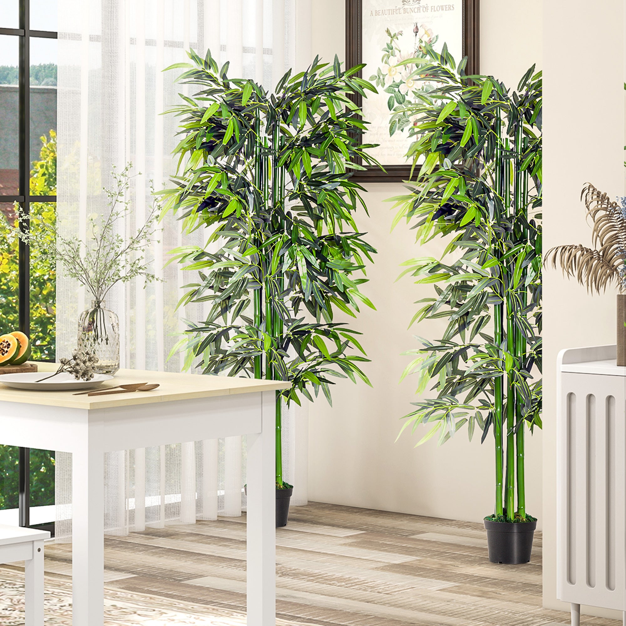 Set of 2 Artificial Bamboo Trees - 6FT Green Faux Plants-DECOROLALA