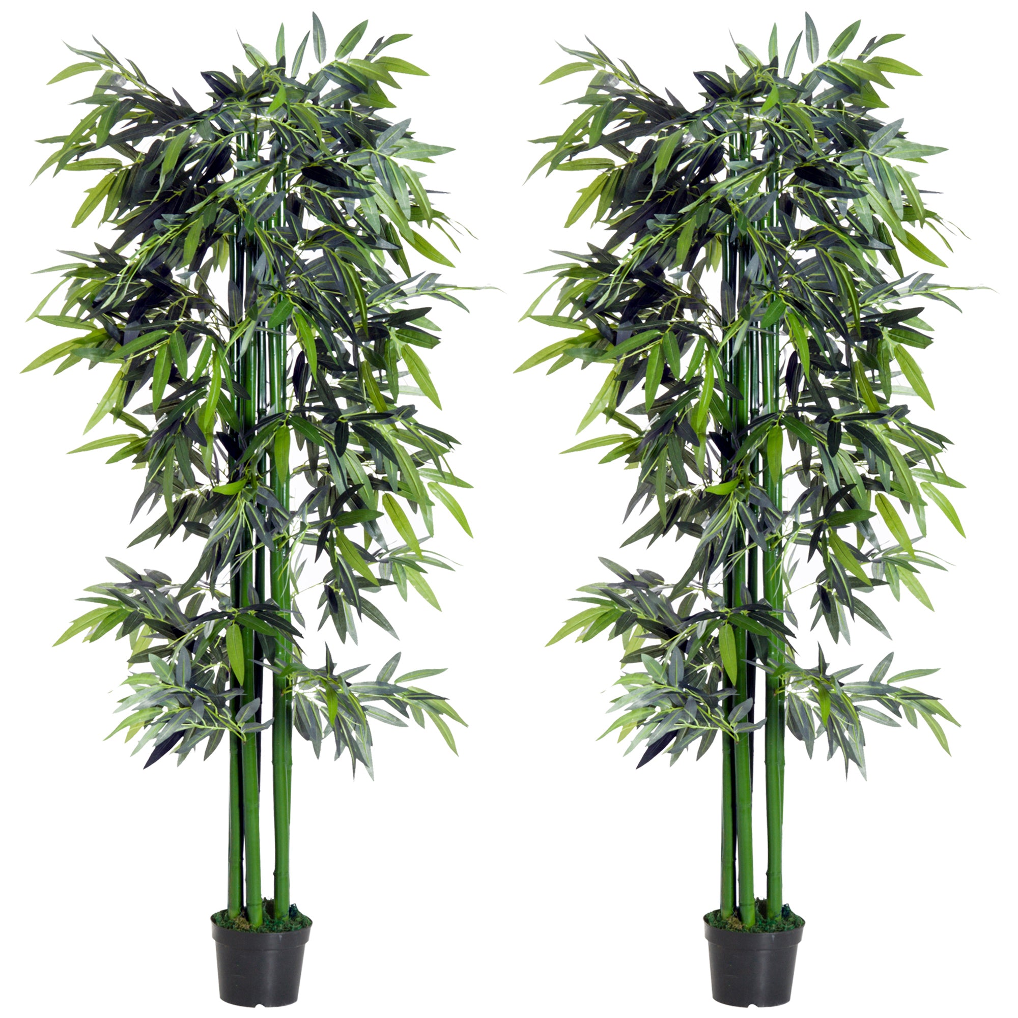 Set of 2 Artificial Bamboo Trees - 6FT Green Faux Plants-DECOROLALA