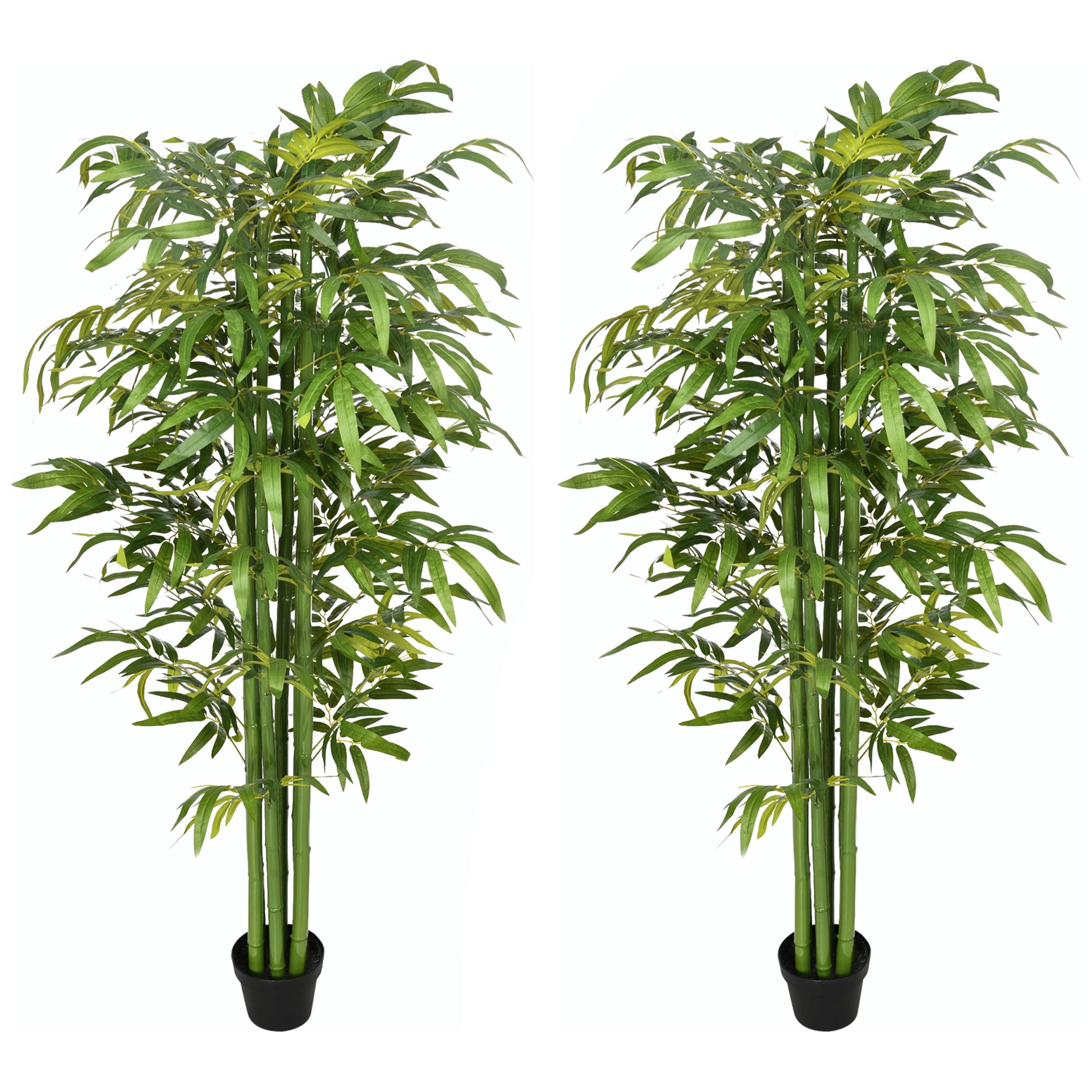 Set of 2 Artificial Bamboo Trees - 6ft Green Potted Faux Plants-DECOROLALA