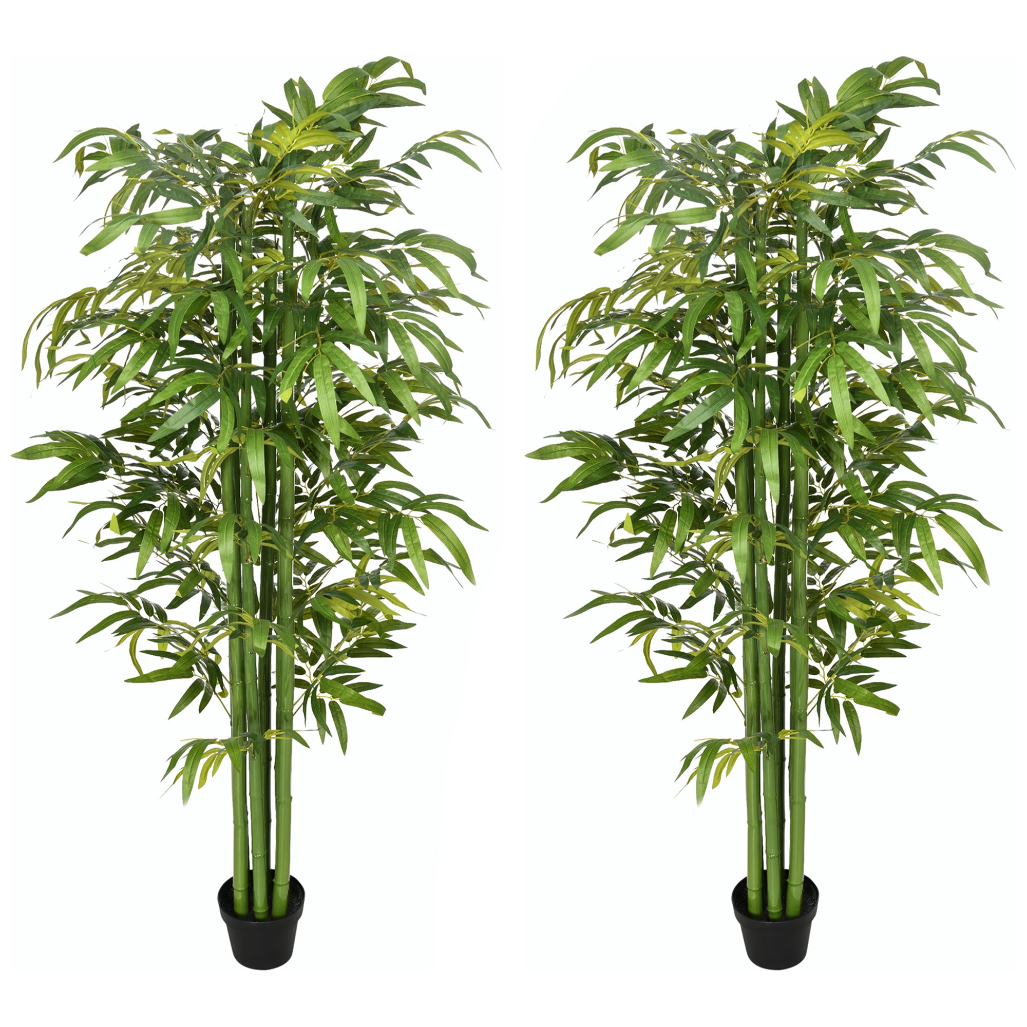Set of 2 Artificial Bamboo Trees - 6ft Green Potted Faux Plants-DECOROLALA
