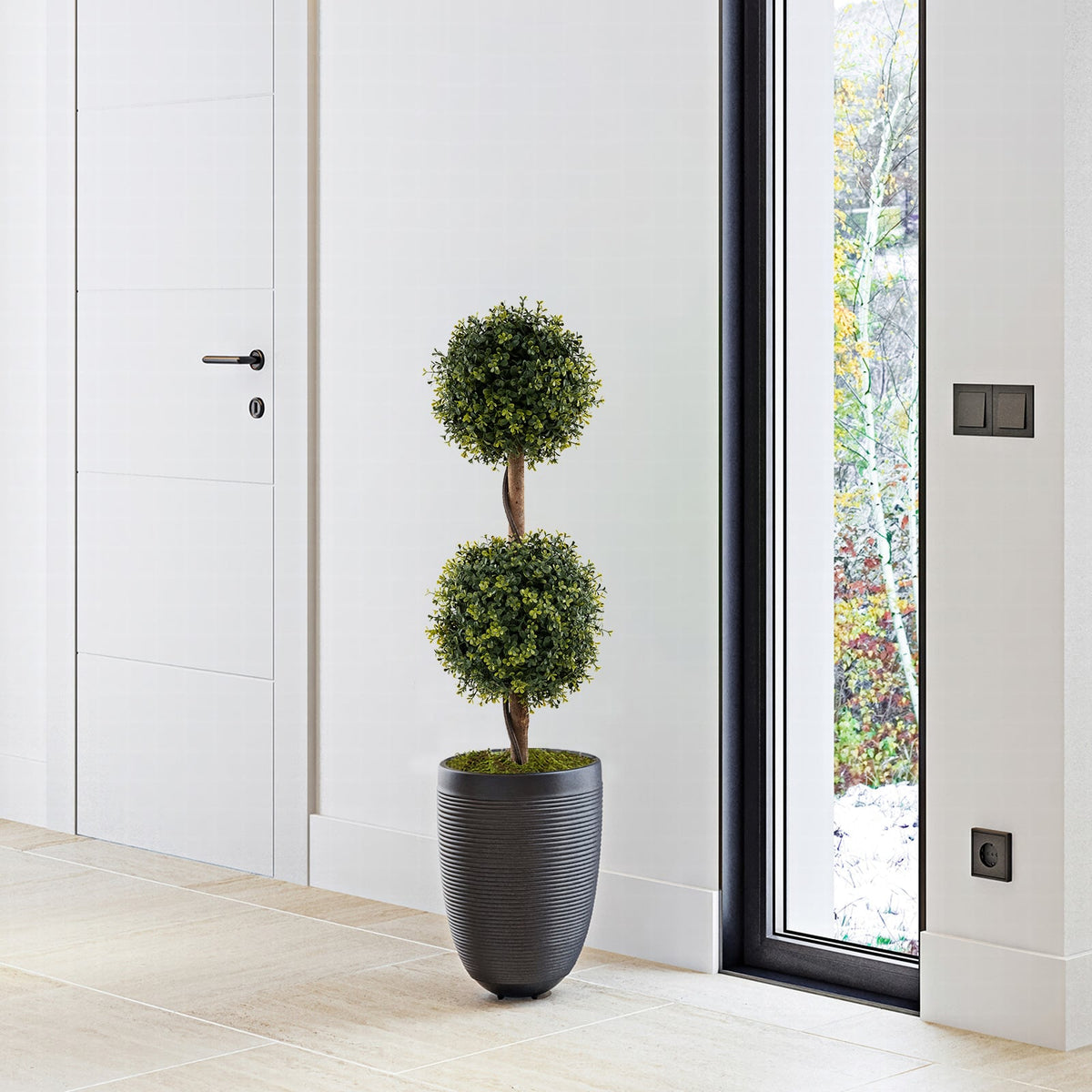 Set of 2 Artificial Double Topiary Ball Trees-Artificial Plants-DECOROLALA
