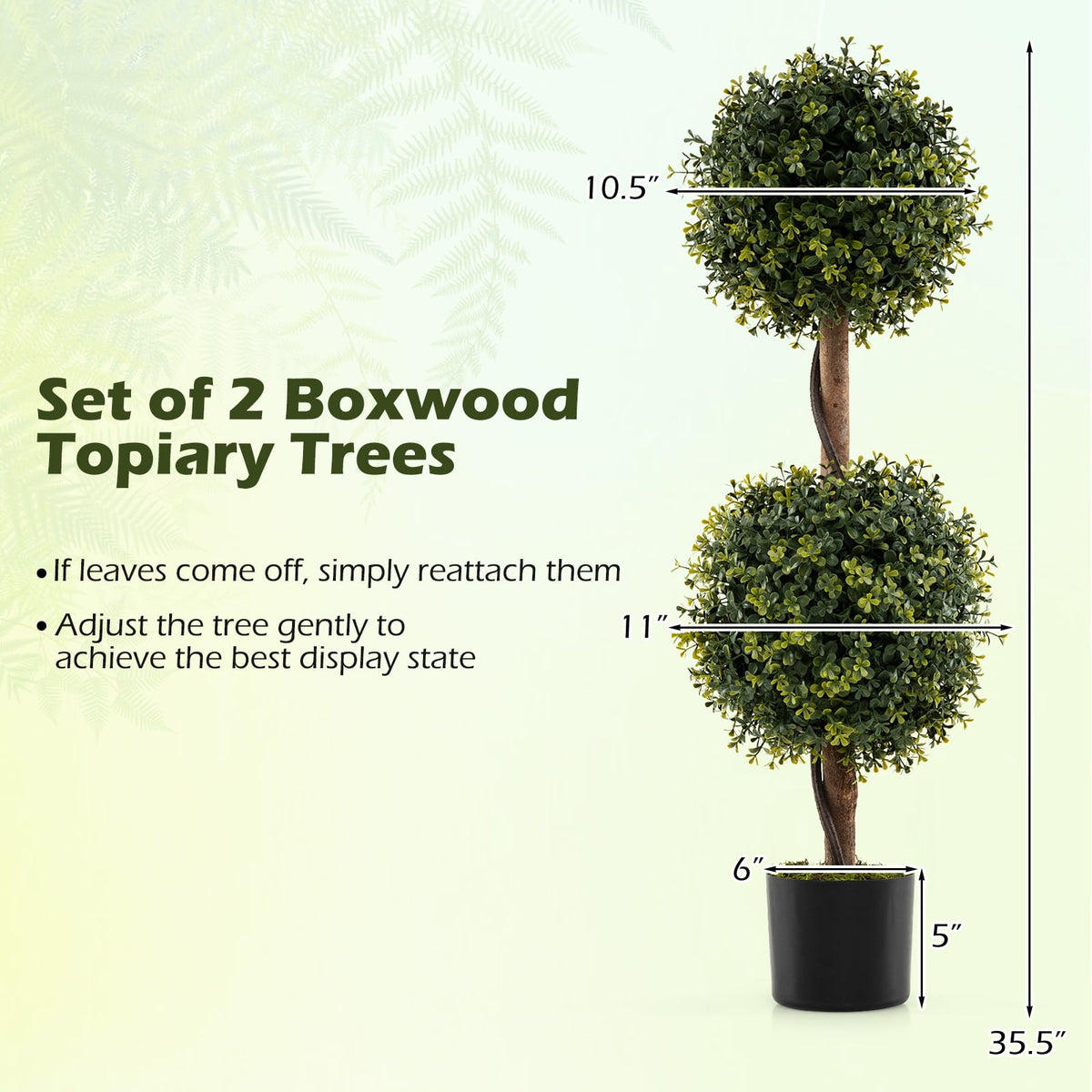 Set of 2 Artificial Double Topiary Ball Trees-Artificial Plants-DECOROLALA