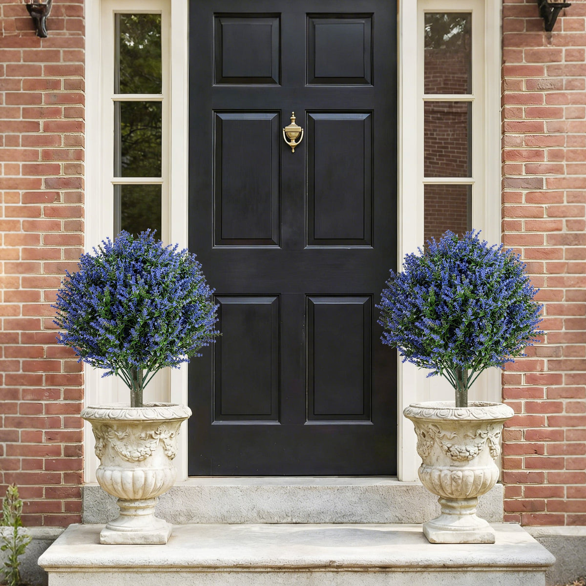 Set of 2 Artificial Lavender Topiary Ball Trees with Ground Spikes-Artificial Plants-DECOROLALA