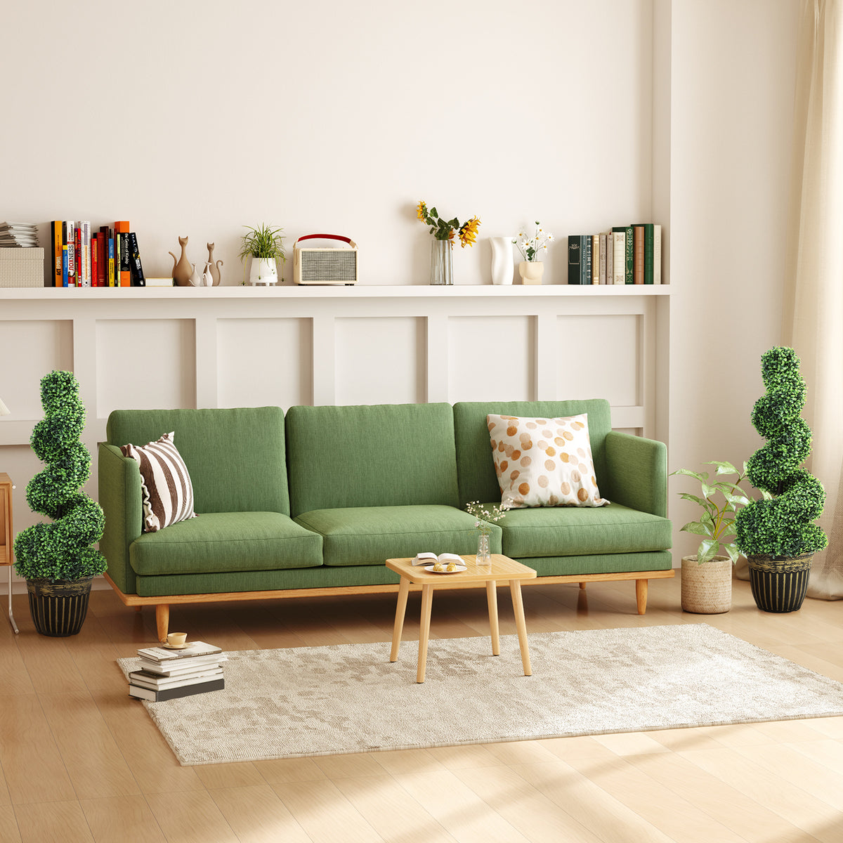 Set of 2 Artificial Plants, Topiary Spiral Boxwood Trees with Pot, for Home Indoor Outdoor Decor, 90cm-Artificial Trees-DECOROLALA