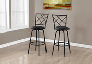 Set of 2 Black Swivel Barstools with Leather-Look Seat-Bar Stool-DECOROLALA