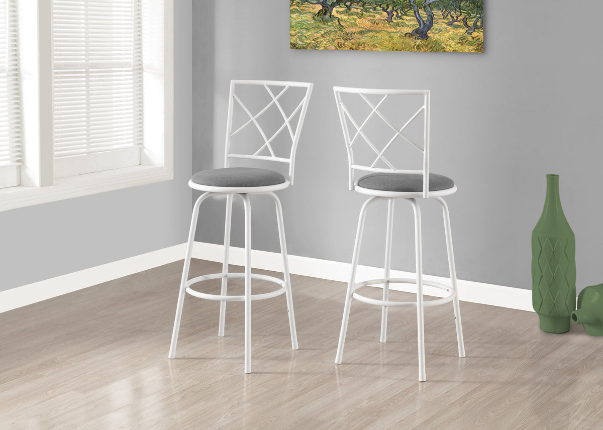 Set of 2 Black Swivel Barstools with Leather-Look Seat-Bar Stools-DECOROLALA