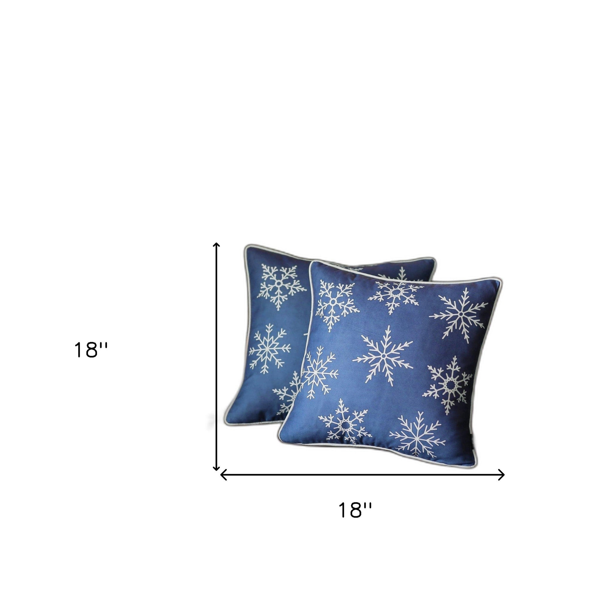 Set of 2 Blue and White Snowflakes Throw Pillows-Accent Throw Pillows-DECOROLALA