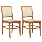 Set of 2 Boho Dining Chairs Rattan with Teak Wood Structure and Footrests-Dining Chairs-DECOROLALA