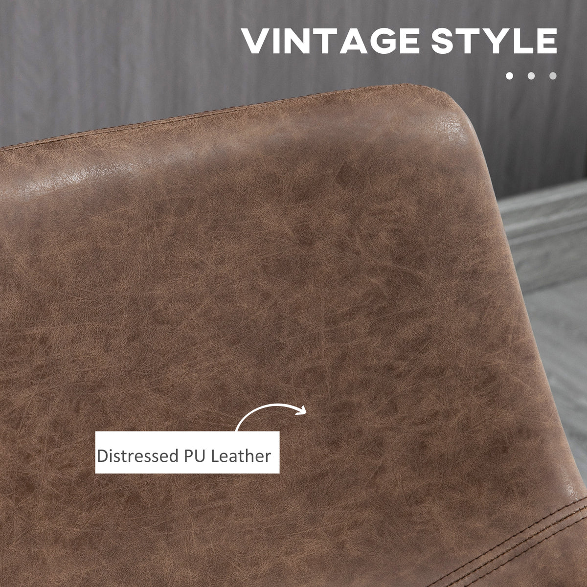 Set of 2 Brown PU Leather Counter Height Bar Stools-Home Furnishings > Kitchen & Dining Furniture > Bar Stools-DECOROLALA
