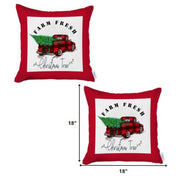 Set of 2 Christmas Buffalo Check Pick Up Truck Throw Pillows-Accent Throw Pillows-DECOROLALA