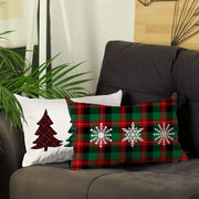 Set of 2 Christmas Plaid Lumbar Decorative Pillows-Accent Throw Pillows-DECOROLALA