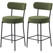 Set of 2 Corduroy Barstools - Green Upholstered 37"-DECOROLALA