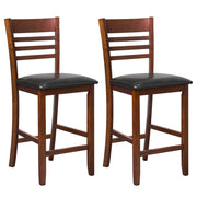 Set of 2 Counter Height Bar Chair Kitchen Island Stool with Backrest and Footrest-Walnut-Bar Stools-DECOROLALA