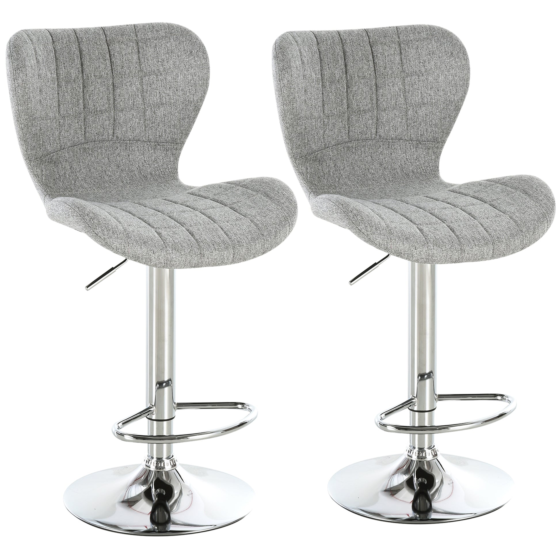 Set of 2 Counter Height Bar Stools Swivel Stool Height Adjustable Bar Chairs with Footrest for Kitchen Dining Home Pub, Grey-Home Furnishings > Kitchen & Dining Furniture > Bar Stools-DECOROLALA