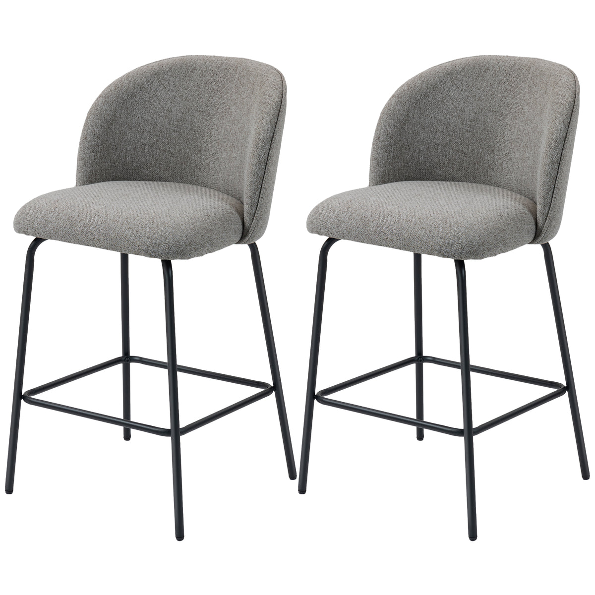 Set of 2 Counter Height Barstools - Dark Grey Linen-Home Furnishings > Kitchen & Dining Furniture > Bar Stools-DECOROLALA
