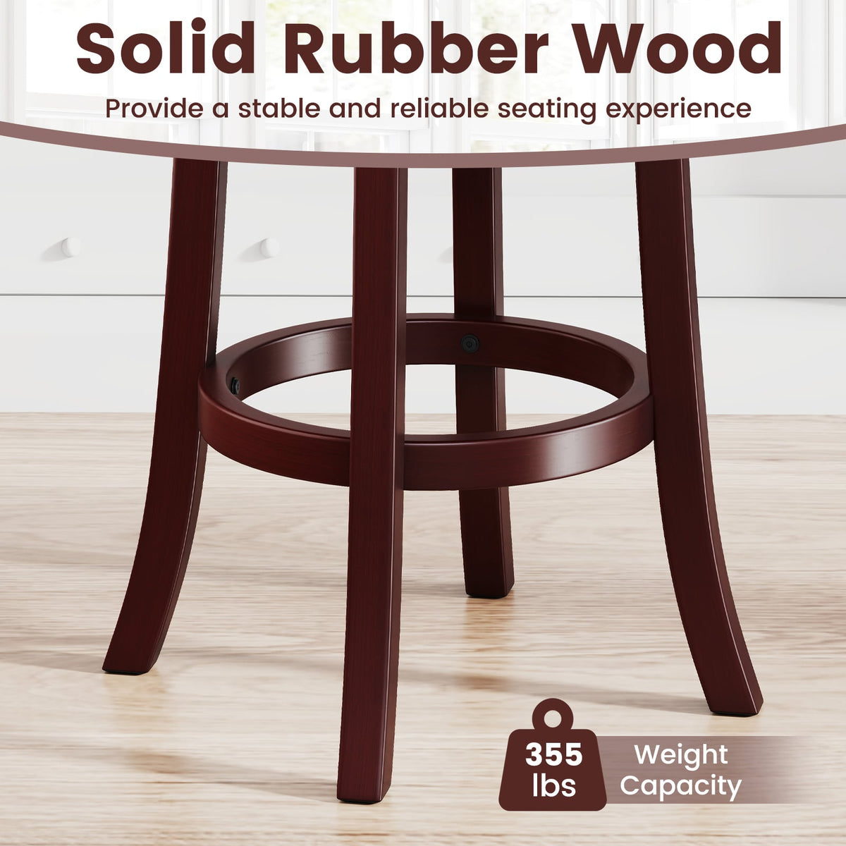 Set of 2 Counter Height Swivel Barstools with High Backs and Footrests-30 inches-Bar Stools-DECOROLALA