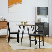 Set of 2 Cross Back Pinewood Dining Chairs - Black-Home Furnishings > Kitchen & Dining Furniture > Dining Chairs-DECOROLALA