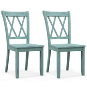 Set of 2 Cross Back Rubber Wood Dining Chairs-Green-Dining Chairs-DECOROLALA