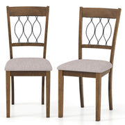 Set of 2 Dining Chair Fabric/Faux Leather Upholstered with Padded Seat-Rustic Brown-Dining Chairs-DECOROLALA