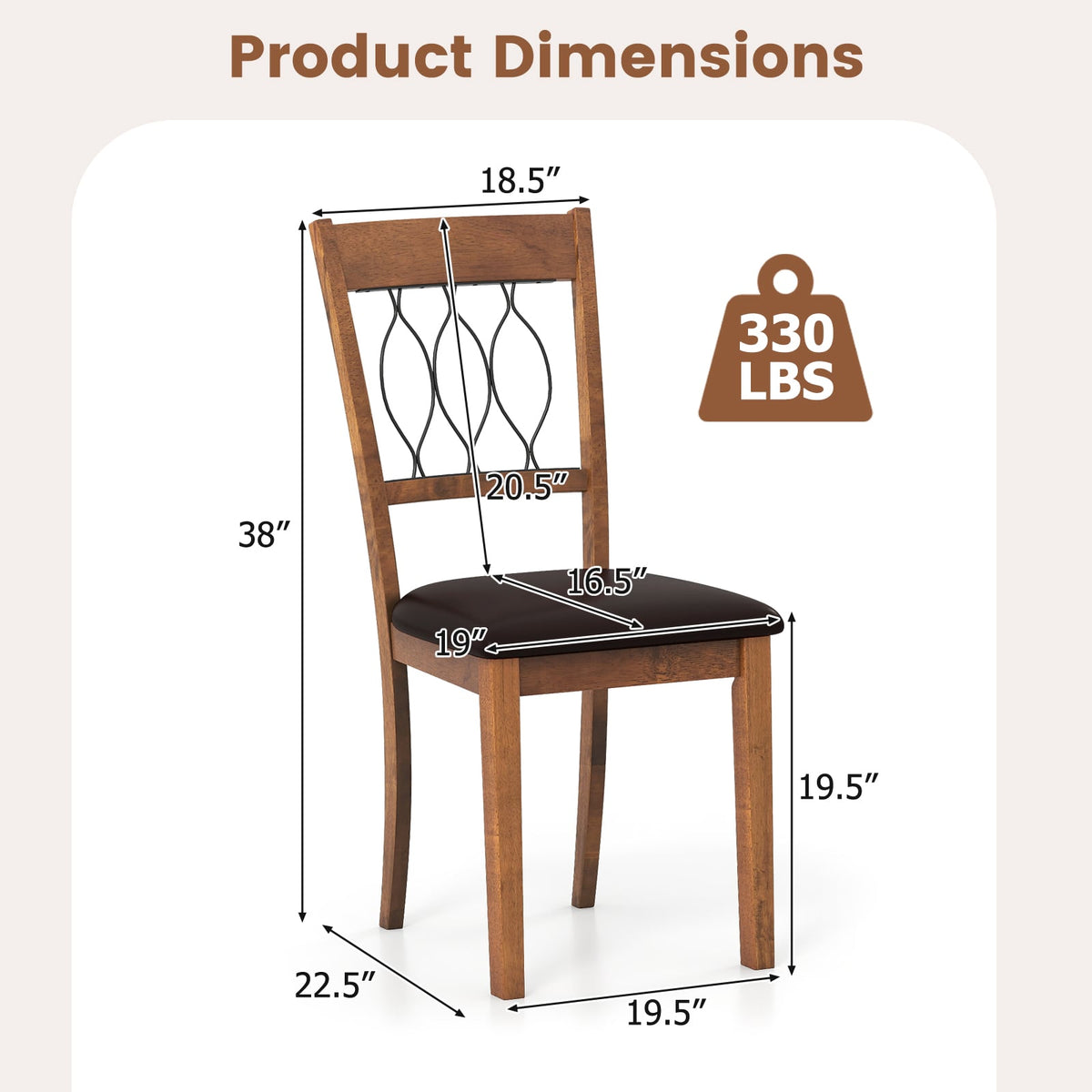 Set of 2 Dining Chair Fabric/Faux Leather Upholstered with Padded Seat-Walnut-Dining Chairs-DECOROLALA