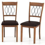 Set of 2 Dining Chair Fabric/Faux Leather Upholstered with Padded Seat-Walnut-Dining Chairs-DECOROLALA