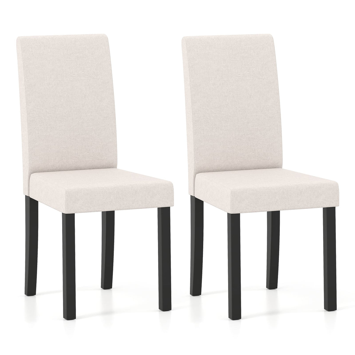 Set of 2 Dining Chair Mid-Century Modern Fabric Upholstered Parson Chairs-Beige-Dining Chairs-DECOROLALA
