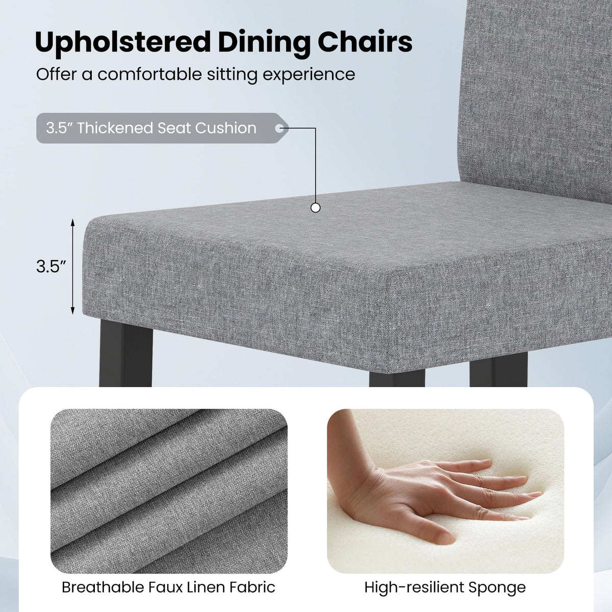 Set of 2 Dining Chair Mid-Century Modern Fabric Upholstered Parson Chairs-Light Gray-Dining Chairs-DECOROLALA