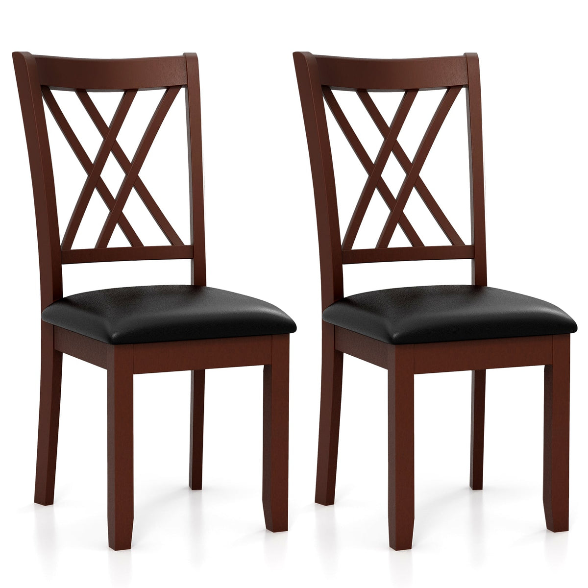 Set of 2 Dining Chair with Backrest and Padded Seat-Brown-Dining Chairs-DECOROLALA