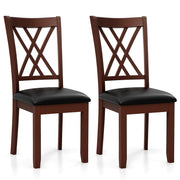 Set of 2 Dining Chair with Backrest and Padded Seat-Brown-Dining Chairs-DECOROLALA