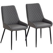 Set of 2 Dining Chairs, Grey Modern Diamond Tufting Steel Legs (70 characters)-DECOROLALA
