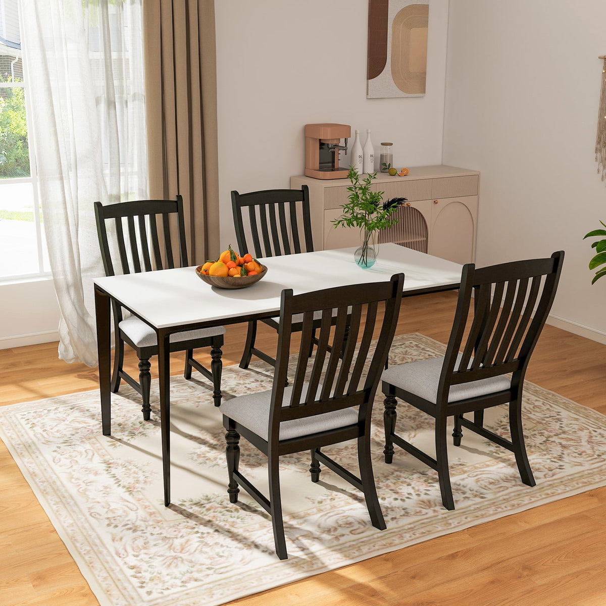 Set of 2 Dining Chairs Kitchen Side Chair with Solid Wood Legs-Black-Dining Chairs-DECOROLALA