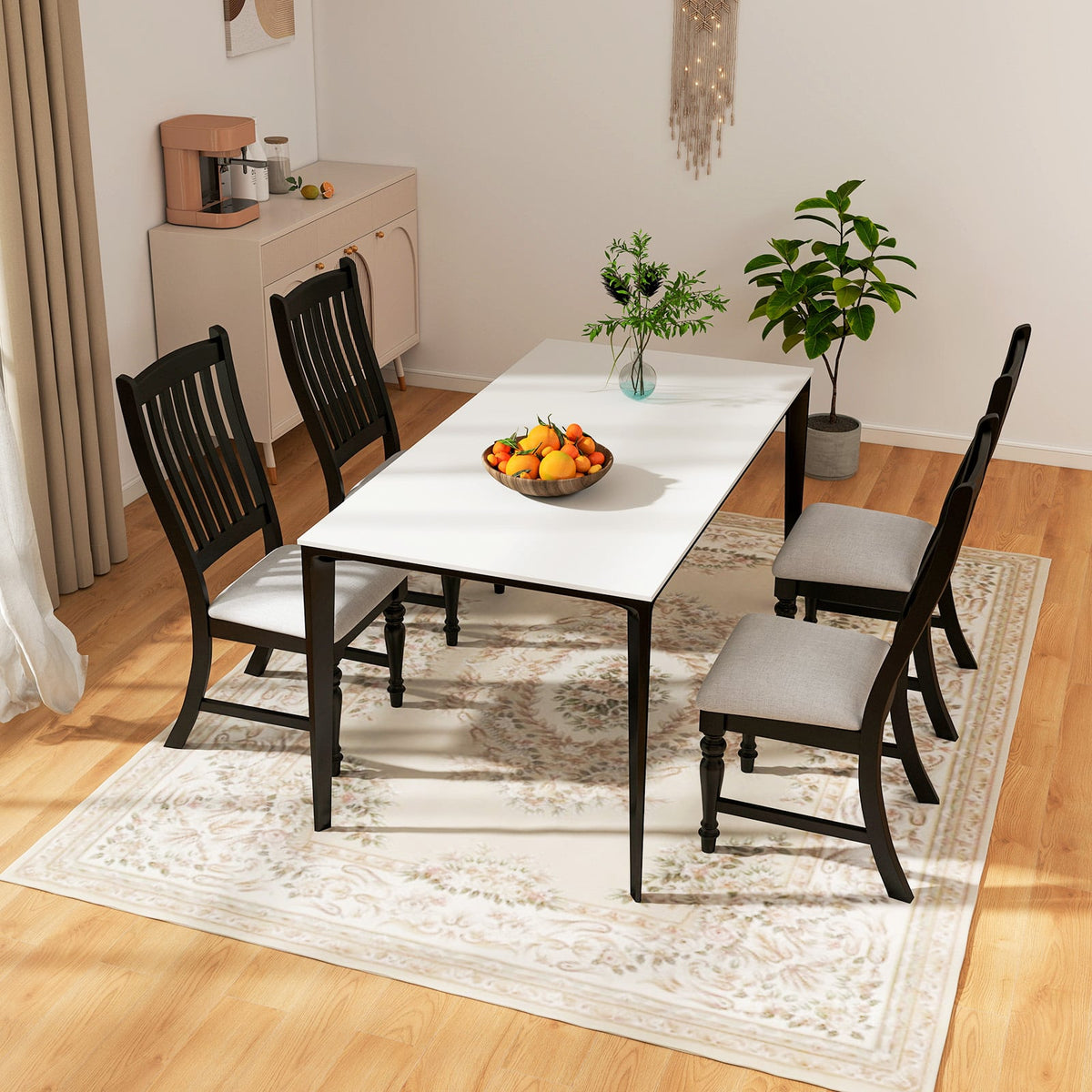 Set of 2 Dining Chairs Kitchen Side Chair with Solid Wood Legs-Black-Dining Chairs-DECOROLALA