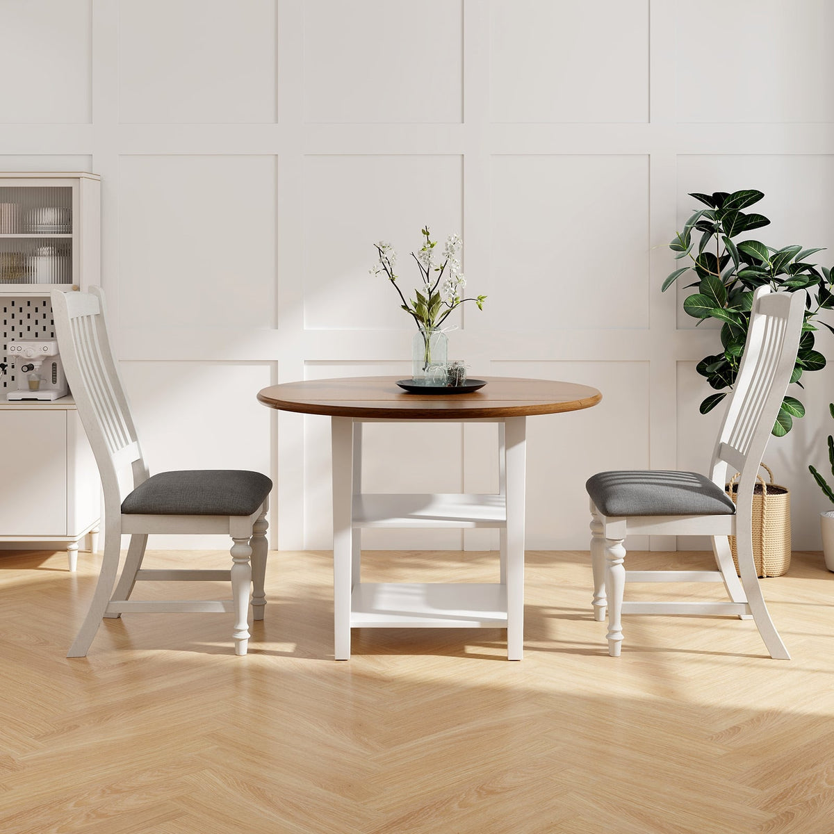 Set of 2 Dining Chairs Kitchen Side Chair with Solid Wood Legs-White-Dining Chairs-DECOROLALA