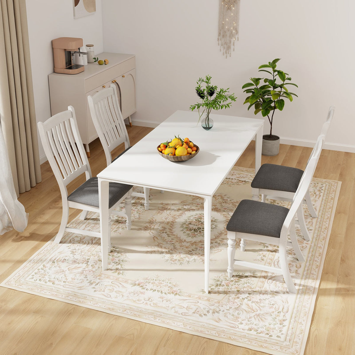 Set of 2 Dining Chairs Kitchen Side Chair with Solid Wood Legs-White-Dining Chairs-DECOROLALA
