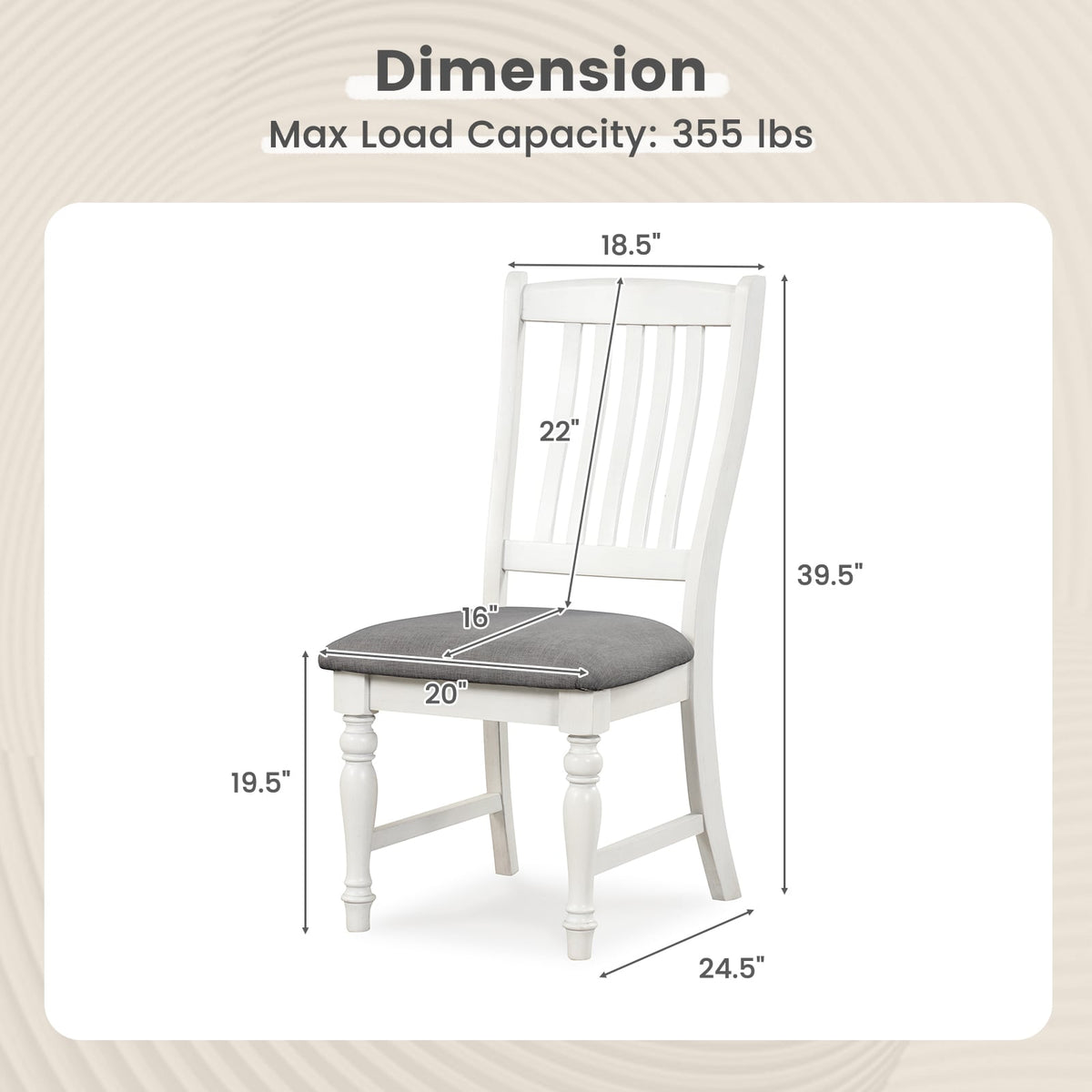 Set of 2 Dining Chairs Kitchen Side Chair with Solid Wood Legs-White-Dining Chairs-DECOROLALA