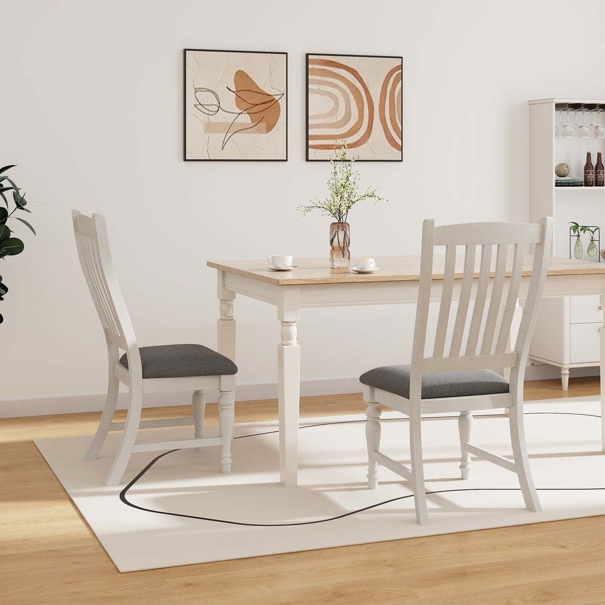 Set of 2 Dining Chairs Kitchen Side Chair with Solid Wood Legs-White-Dining Chairs-DECOROLALA