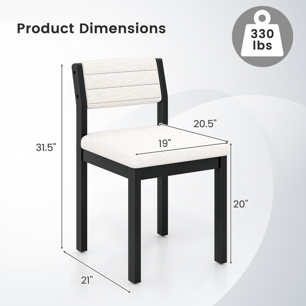 Set of 2 Dining Chairs Sherpa Upholstered Armless Chair with Wood Frame-White-Dining Chairs-DECOROLALA