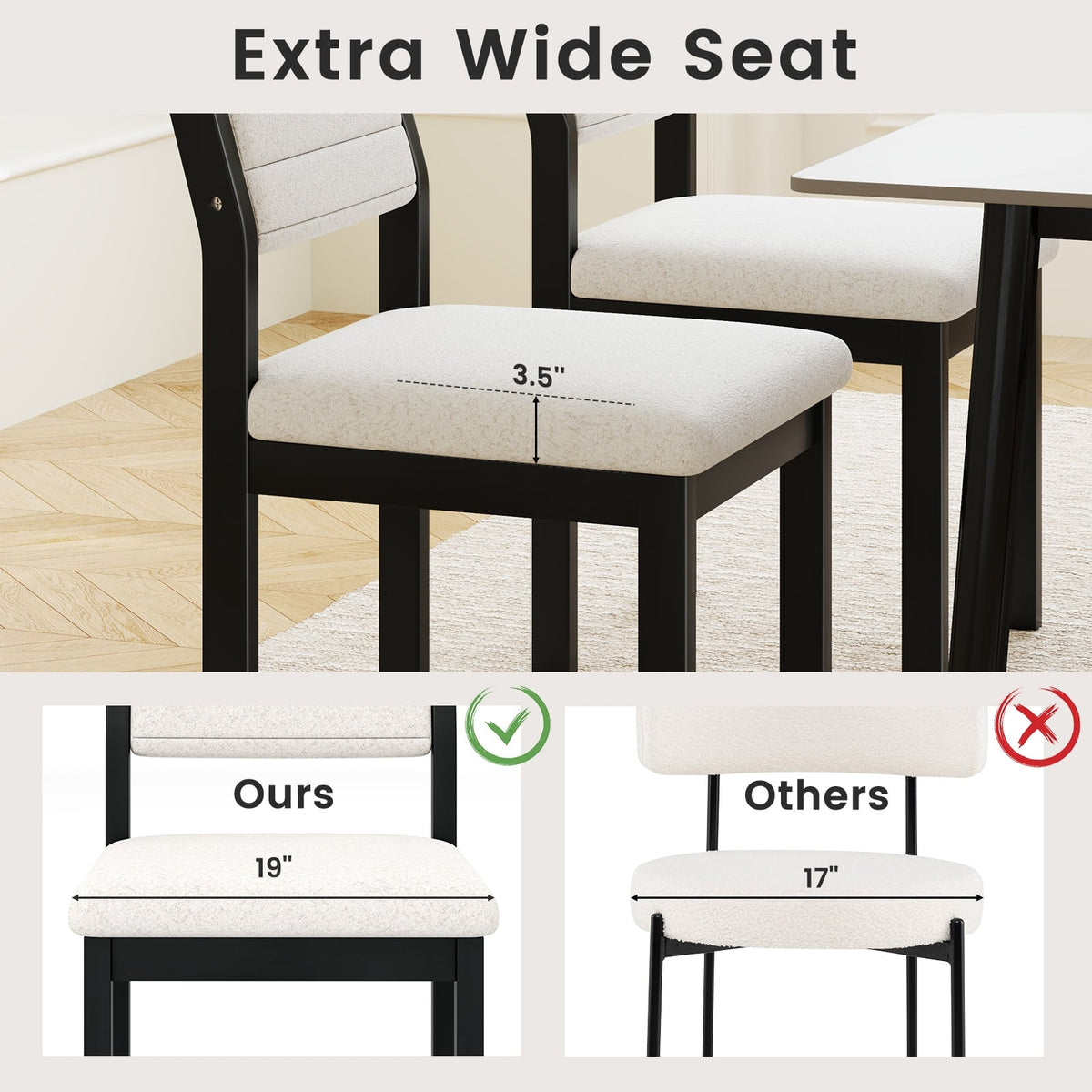 Set of 2 Dining Chairs Sherpa Upholstered Armless Chair with Wood Frame-White-Dining Chairs-DECOROLALA
