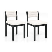 Set of 2 Dining Chairs Sherpa Upholstered Armless Chair with Wood Frame-White-Dining Chairs-DECOROLALA