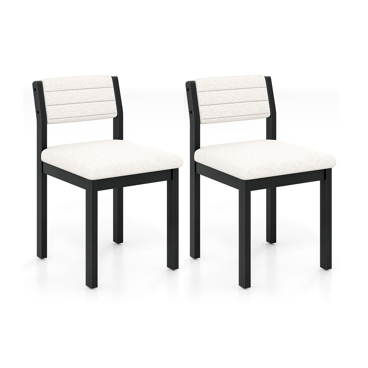 Set of 2 Dining Chairs Sherpa Upholstered Armless Chair with Wood Frame-White-Dining Chairs-DECOROLALA