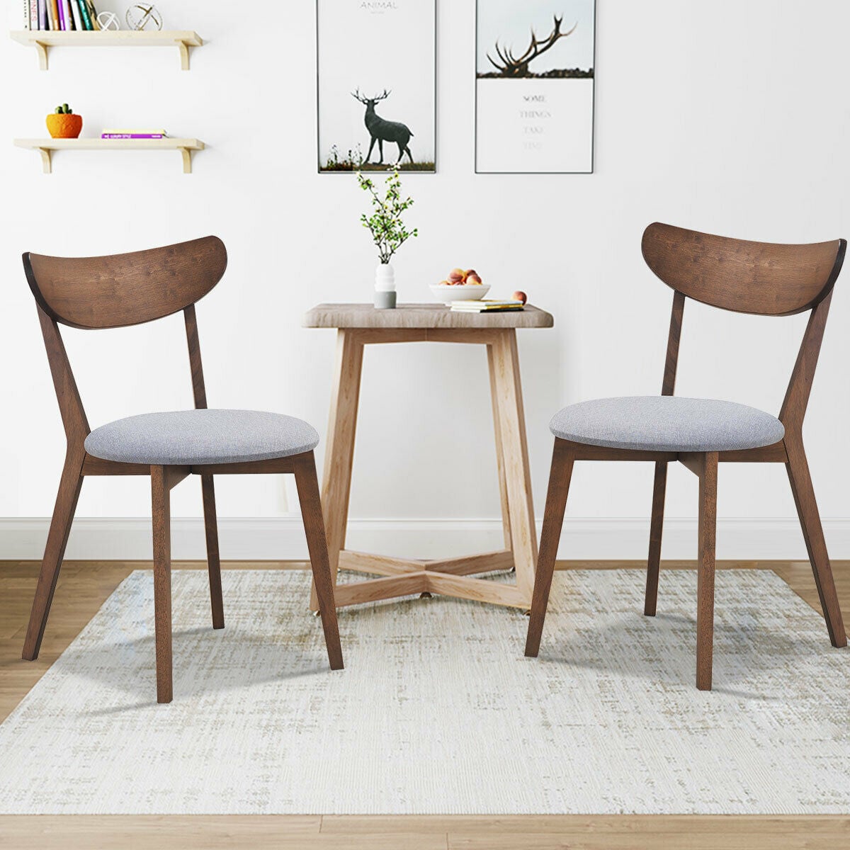 Set of 2 Dining Chairs Upholstered Curved Back Side-Dining Chairs-DECOROLALA