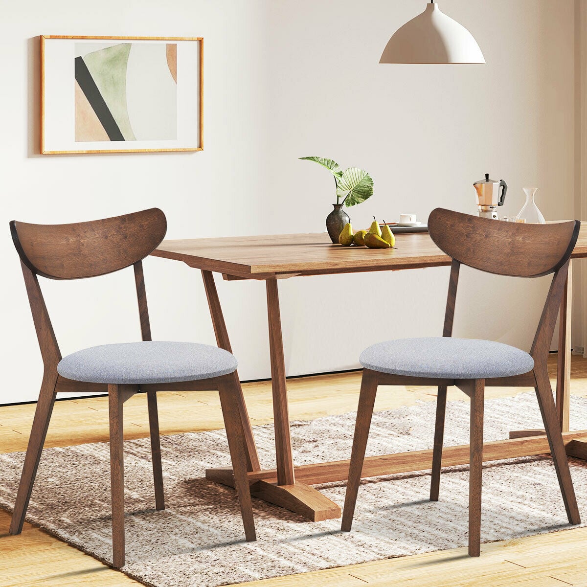 Set of 2 Dining Chairs Upholstered Curved Back Side-Dining Chairs-DECOROLALA