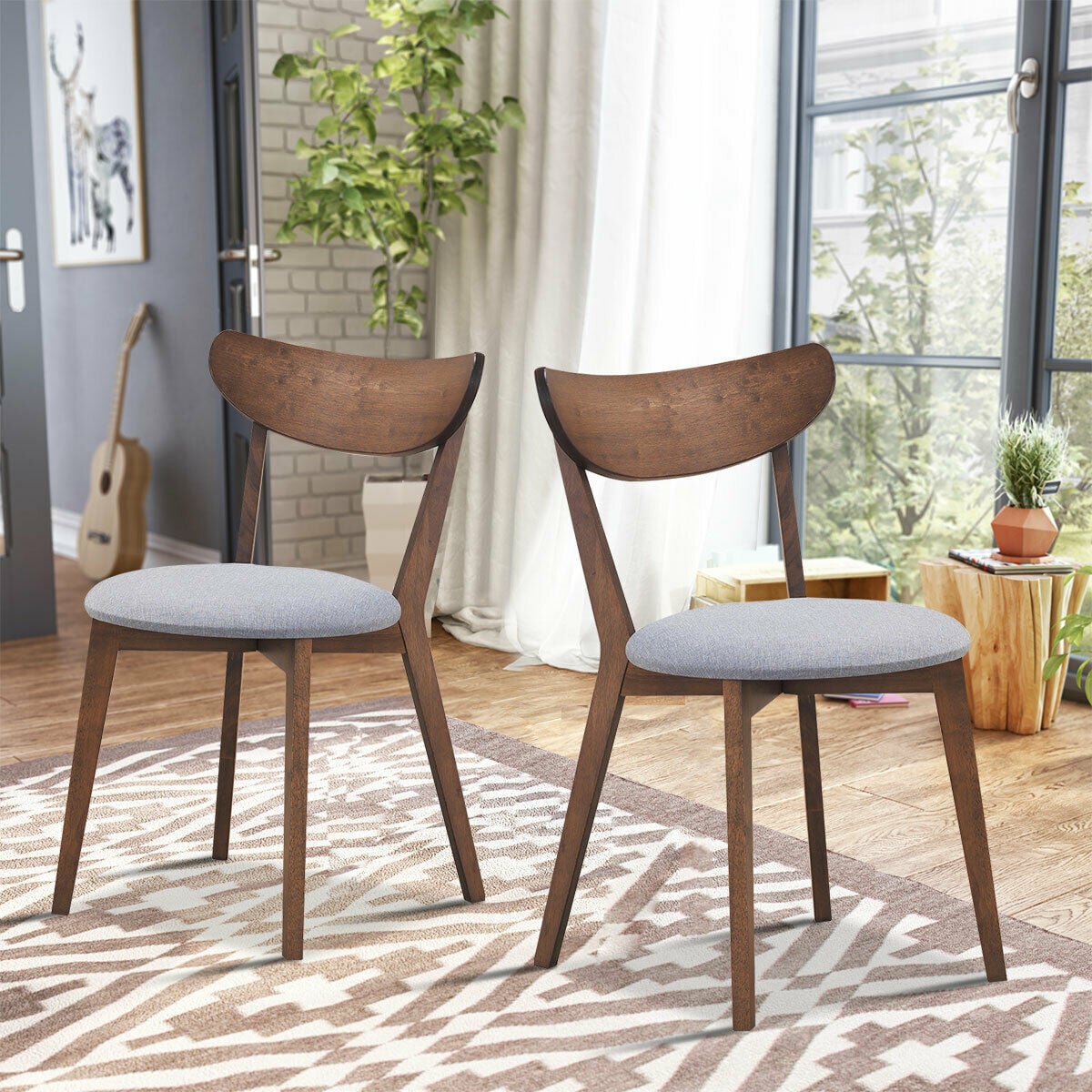Set of 2 Dining Chairs Upholstered Curved Back Side-Dining Chairs-DECOROLALA