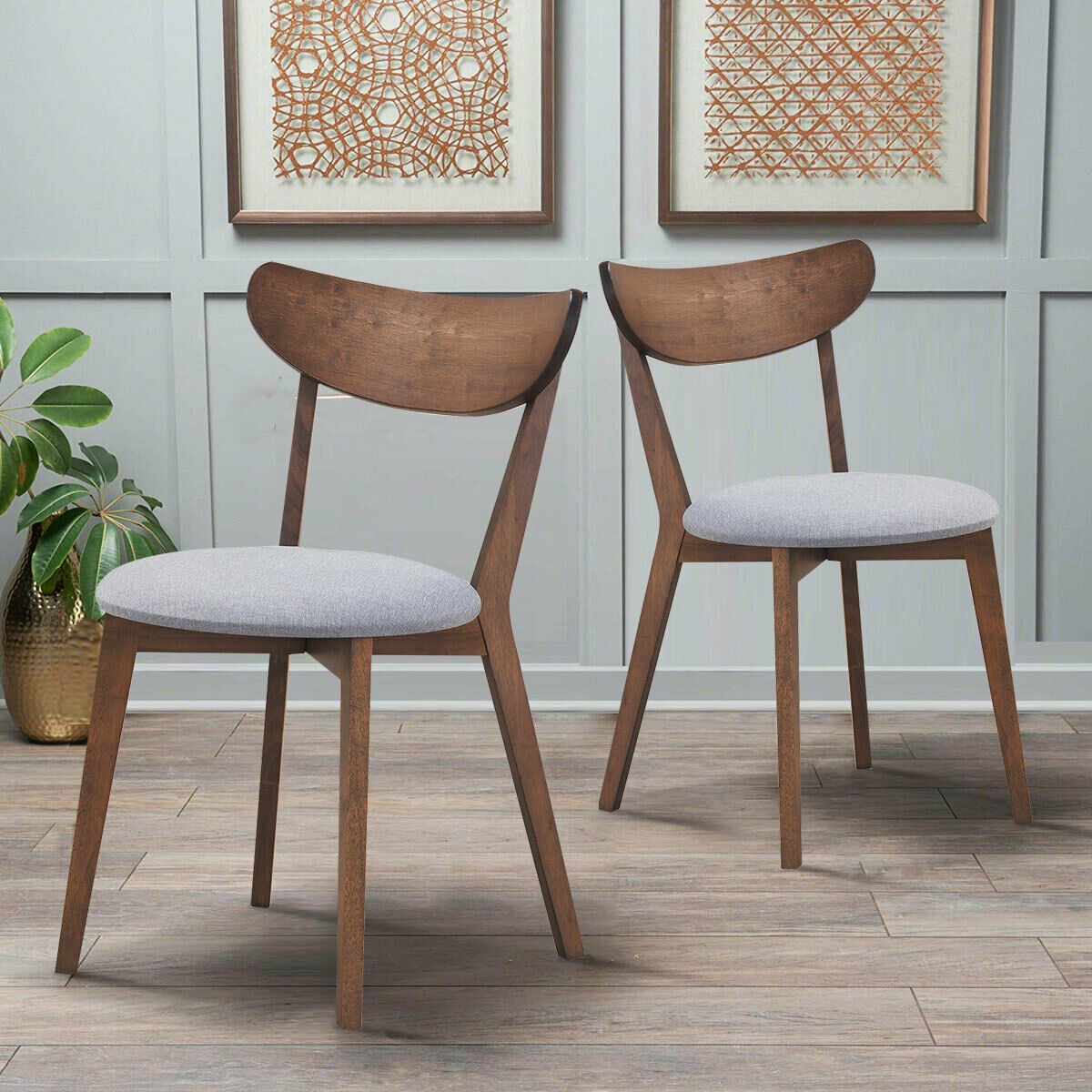 Set of 2 Dining Chairs Upholstered Curved Back Side-Dining Chairs-DECOROLALA